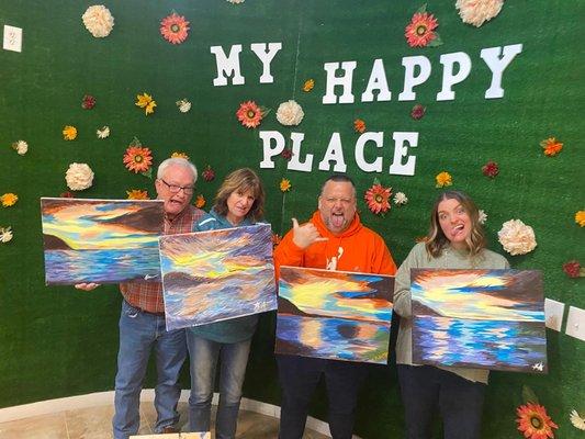 A family that painted at Art Mango, creating great memories.