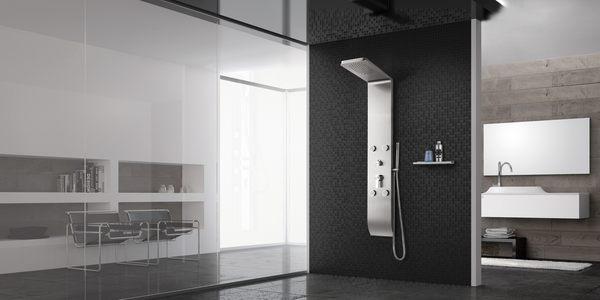 LOTUS Wall Mount Brushed Stainless Steel Rainfall Shower Panel Tower System