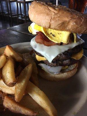 The Beast! A damned good burger for only $10! Flame Grilled too!