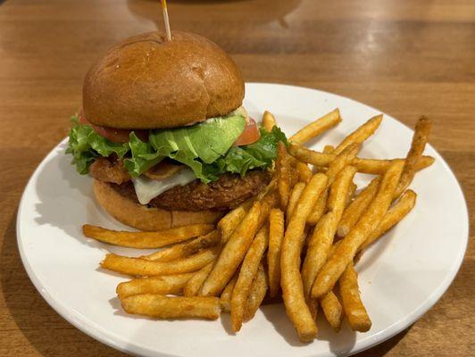 Chicken Avocado Sandwich and fries