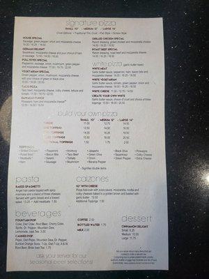 Menu card