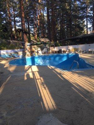 Empty pool and empty hot tub