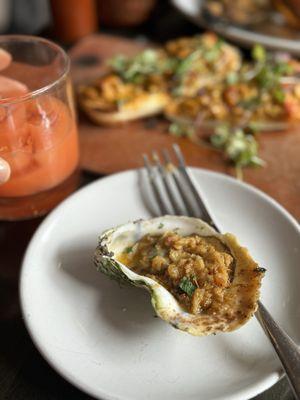 Charred grilled oyster