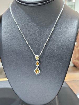 Natural Colored Diamond Necklace ( Cognac, Yellow, Orange)