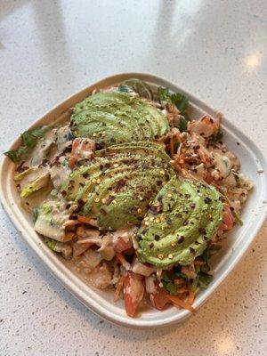 Rice Bowl with peanut sauce and extra avocado