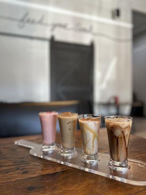 Coffee horchata flight