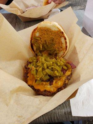 Just had the Green Chile Smash Burger from ACE at Polyana Brewing. One of the best burgers I ever had. Check them out!