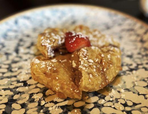 Fried Peanut Butter and Jelly Sandwich with House Syrup Drizzle and Powdered Sugar