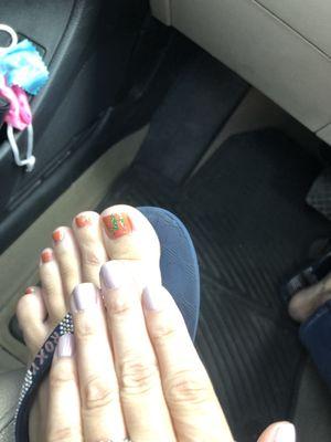 Basic mani/pedi with cactus design