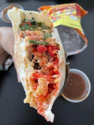 hot cheeto burrito with carne asada