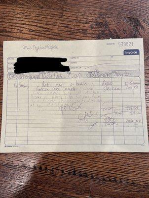 His invoice he demanded I pay knowing in advance he wouldn't help.