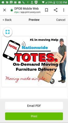 Moving help , TOTES On-Demand Moving