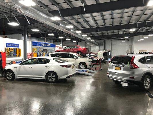 Vehicles being repaired at the Goldstein Collision Center in Albany NY.