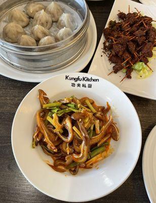 Juicy pork soup dumplings, toothpick lamb and piggy ears