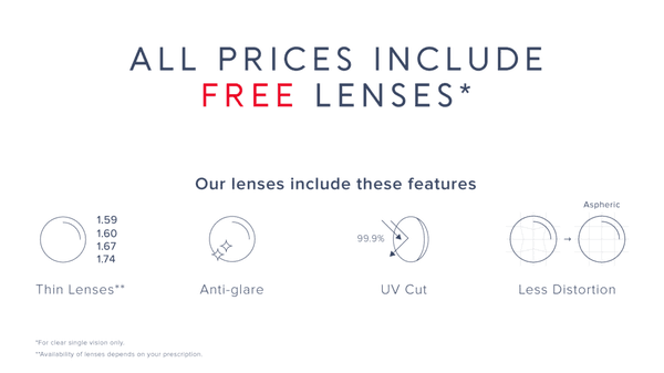 All prices include free lenses