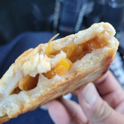 Inside of the peach empanada.