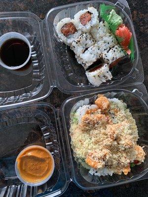 Volcano roll and spicy tuna maki roll