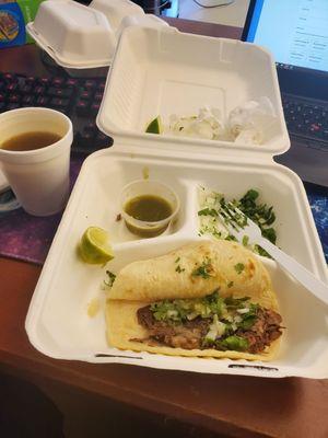 Birria tacos, I ate the other before I was able to take picture of it all, was that good.