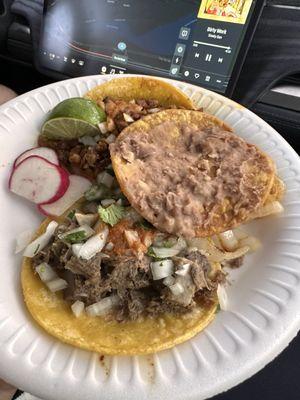 Lengua and pastor tacos