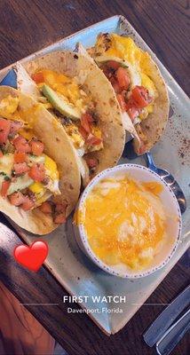 Farm Stand Breakfast Tacos with Cheese Grits