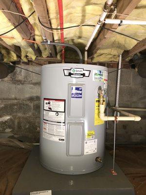 Low boy water heater in crawlspace