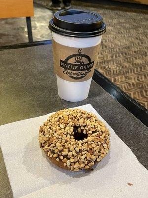 These peanut crunch donuts are so good! Hot Mocha is as too!!!