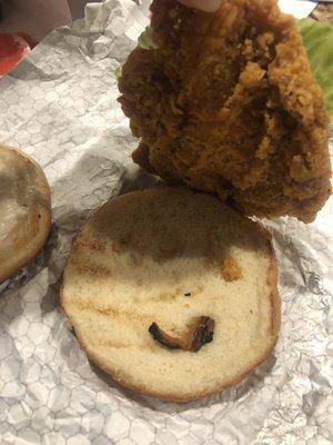 What's that dark fried piece on the bun? The grains did not look anything like chicken.