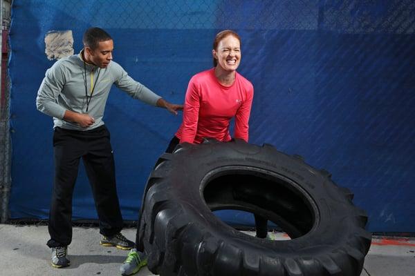 Lifting tires burns calories!