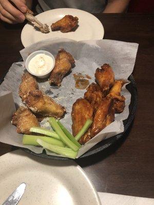 12 count wings, half - garlic Parmesan, half - spicy bbq