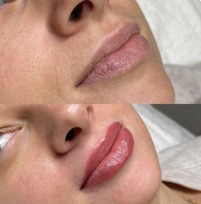 Lip blushing, semi permanent make up