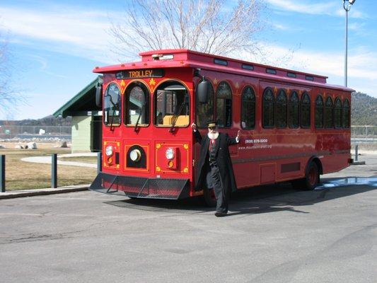 Enjoy learning fun and Historic facts about Big Bear from our friendly Weekend Trolley Conductors.