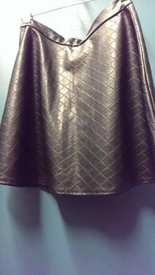 Cute quilted leather look skater skirt. $4 #Thrifty