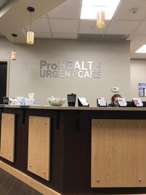 Front desk, clean, roomy seating, very nice urgent care