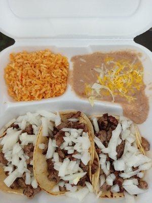 The 3 street taco special,. I usually eat here once a week and food is always fresh.