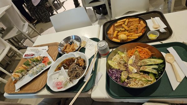 Chilled soba, fried dumplings, Sweet Heat Salad (jjolmyeon)