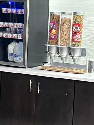 Breakfast bar with cereal and yogurt