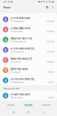 The calls above the 2/24/20 section are when I called Team Dental multiple times the day of my appointment - they never showed