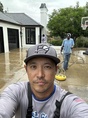 Getting after it with all hands on deck. House wash and surface cleaning on this beautiful estate in San Juan Capistrano