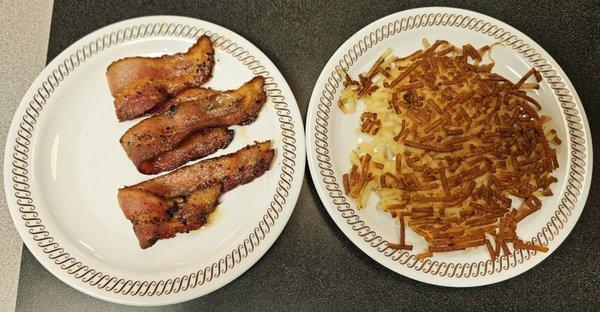 Yummy side of bacon and hashbrowns.