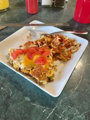 Half a curly creek with crispy hash browns!