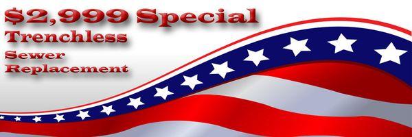 Special $2999 trenchless sewer replacement. Restrictions apply, please call for details.