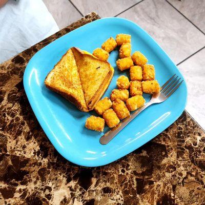 Grilled cheese and tater tots.