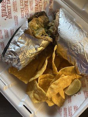 Combo #3 burrito with side of chips (they forgot my street taco)