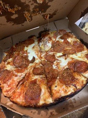 Pepperoni pizza cooked a bit fast - Domino's