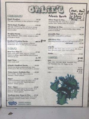 The menu