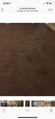 Dirty carpet when I moved in. All they did was vacuum it. I had them cleaned when I moved out