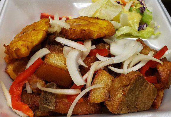 The famous Haitian Griot!! Crispy fried Pork chunks.