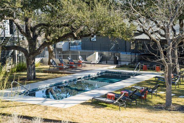 The pool with all of it's dappled, natural shade.