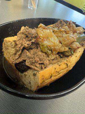 Italian Beef and Sausage Combo with sauteed peppers and onions