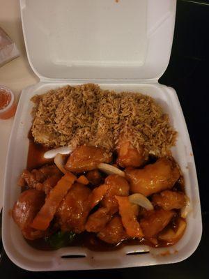 HUGE dinner combo portions. Orange chicken. 10.17.21